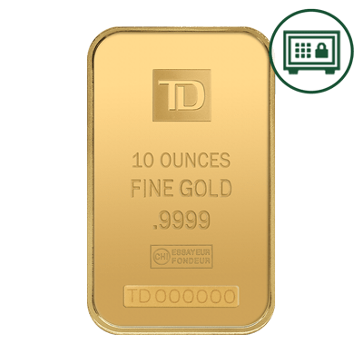A picture of a 10 oz TD Gold Bar - Secure Storage